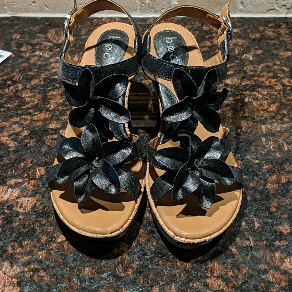 BOC leather cork wedges